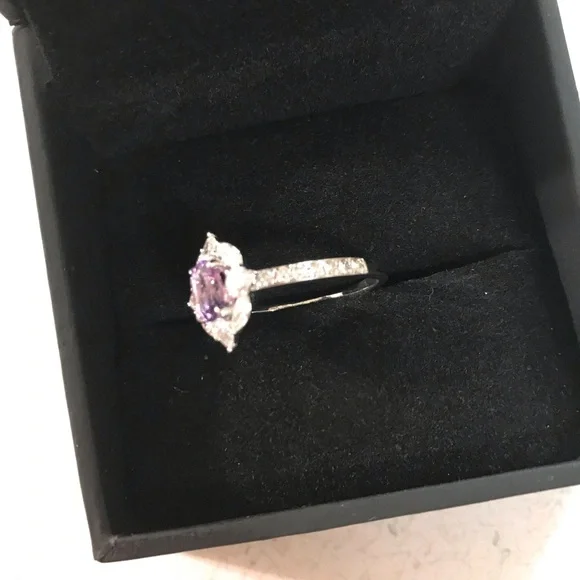 Oval Cut Amethyst Diamond Engagement Ring 3/4 ct TW 14k White Gold Kay S… - Picture 8 of 9